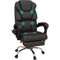 Vinsetto Bürostuhl mit 8 Massagesmodi, Ergonomisch Schreibtischstuhl mit Liegefunktion, Fußstütze, Höhenverstellbar Chefsessel mit Seitentasche, von VINSETTO