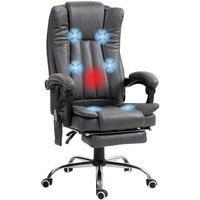 Vinsetto Bürostuhl mit Massagefunktion, Ergonomischer Schreibtischstuhl mit Heizfunktion, Liegefunktion, Höhenverstellbarer Drehstuhl mit Fußstütze, von VINSETTO