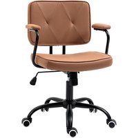 Vinsetto - Bürostuhl mit Rollen Drehstuhl Schreibtischstuhl für Büro höhenverstellbar mit Wippfunktion 360°-Drehung neigbar Schaumstoff Braun 61 x 58 von VINSETTO