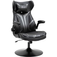 Vinsetto Gaming Stuhl ergonomischer Computerstuhl mit Wippfunktion Drehstuhl höhenverstellbar Stahl Schwarz+Grau 67 x 70 x 106-112 cm von VINSETTO