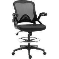 Vinsetto - Bürostuhl Ergonomischer Schreibtischstuhl mit Hochklappbaren Armlehnen und Verstellbarer Fußring, Höhenverstellbarer Drehstuhl von VINSETTO