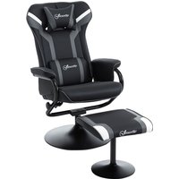 Relaxsessel mit Hocker, Fernsehsessel, Polstersessel im Spiel-Stil, Gamingstuhl mit Liegefunktion, 130° neigbar, für Videoraum, Freizeitraum, von VINSETTO