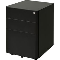 Vinsetto - Rollcontainer, mobiler Aktenschrank mit 3 Schubladen, Büroschrank, Aufbewahrung, Stahl, Schwarz, 39 x 48 x 59 cm - Schwarz von VINSETTO