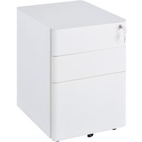 Vinsetto Rollcontainer, mobiler Aktenschrank mit 3 Schubladen, Büroschrank, Aufbewahrung, Stahl, Weiß, 39 x 48 x 59 cm - Weiß von VINSETTO