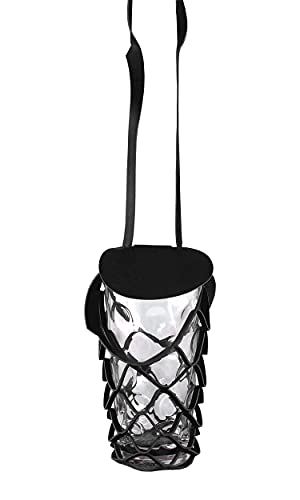 VINSTRIP® DUBBEGLAS Dubbeglas-/Bierflaschenhalter zum Umhängen mit Schutzdeckel - Getränkehalter - praktischer Netzglashalter zum Umhängen für Festivals, Picknicks, Junggesellenabschiede, Partys von VINSTRIP
