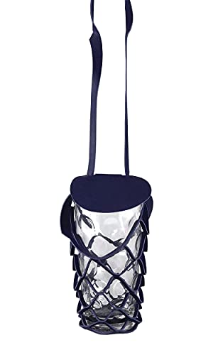 VINSTRIP® DUBBEGLAS Dubbeglas-/Bierflaschenhalter zum Umhängen mit Schutzdeckel - Getränkehalter - praktischer Netzglashalter zum Umhängen für Festivals, Picknicks, Junggesellenabschiede, Partys von VINSTRIP