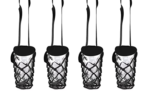 VINSTRIP® DUBBEGLAS Dubbeglas-/Bierflaschenhalter zum Umhängen mit Schutzdeckel - Getränkehalter - praktischer Netzglashalter zum Umhängen für Festivals, Picknicks, Junggesellenabschiede, Partys von VINSTRIP