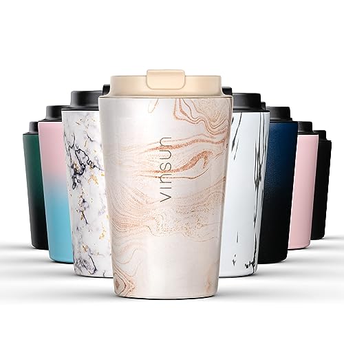 Vinsun Thermobecher 350ml für Kaffee to go - auslaufsicher, Edelstahl, doppelwandig - Eiskaffee, Kaffee, Tee - Isolierbecher mit Deckel von VINSUN