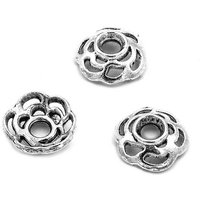 0, 08 Eur/stk. Durchbrochene Perlkappen Als Blüte in Antik Silberfarben 7 Mm 30Er Set von VINTAGEPARTSeu