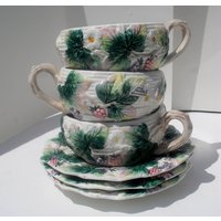 Free Shipping Wunderschöne -Vintage Handbemalte Schale Und Unterteller Set -Hallmarked Ff 1990Spring Cottage von VINTAGEclothHOUSE