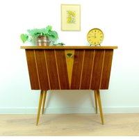 1950S Bicolor Midcentury Teak Wood Credenza Sideboard Cabinet With One Door On Tapered Legs 1950S Bicolor Midcentury Teak Wood Credenza Sideboard Cabinet With One Door On Tapered Legs von VINTARAMAcom