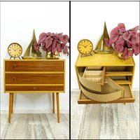 Extraordinary 1960S Wooden Midcentury Sewing Box With Swivel Drawers Dresser Cabinet von VINTARAMAcom