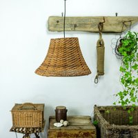 Midcentury Wicker Pendant Lamp Rustic Farmhouse Decor von VINTARAMAcom