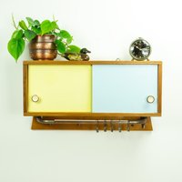 Original 1950S Vintage Kitchen Wall Cabinet Vanilla Baby Blue Sliding Doors Midcentury Modern Bathroom Medicine Storage Glass Curtain Rail Original 1950S Vintage Kitchen Wall Cabinet Vanilla Baby Blue Sliding Doors Midcentury Modern Bathroom Medicine Storage Glass Curtain Rail von VINTARAMAcom