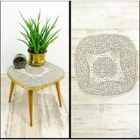 Square 1960S Midcentury Mosaic Side Table Plant Stand Stool Westgermany Unique Ceramic Tiles Top End Table Vintage Side Brass Frame von VINTARAMAcom