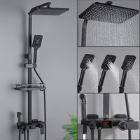 Duschsystem mit Thermostat Duscharmatur Duschset Duschstange Badewannenarmatur Wandhalterung - Vinteky von VINTEKY