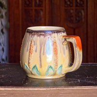 Vintage Große Keramiktasse - Für Kaffee, Tee Oder Bier 600Ml Rustikale Weizen Motiv Bierkrug Herbstlich Gemütlich Danksagungstasse von VINTJOM