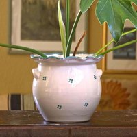 Vintage Topf Mit Henkeln - Weiß Türkis Grün Blaue Keramik Handbemalter Blumentopf Rustikale Cottagecore Vase Volkskunst Gefäß Vintage Topf Mit Henkeln - Weiß Türkis Grün Blaue Keramik Handbemalter Blumentopf Rustikale Cottagecore Vase Volkskunst Gefäß von VINTJOM
