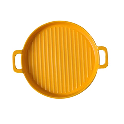 VINTORKY 1 Stück Dessertteller Aluminium Kochen Tabletts Backschalen Platten Großes Tablett Lasagnepfanne Geschirr Servieren Kuchenform Gericht Kleines Backblech Backform Keramik Yellow von VINTORKY