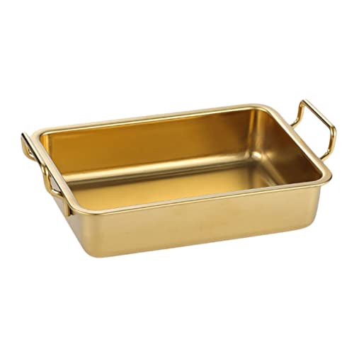 VINTORKY 1 Stück Erfrischungstablett aus Edelstahl snack tablett pallet tabelett tablett antirutsch grill mit platte tray Tablett mit Griffen Obsttablett aus Edelstahl Essenstablett Golden von VINTORKY