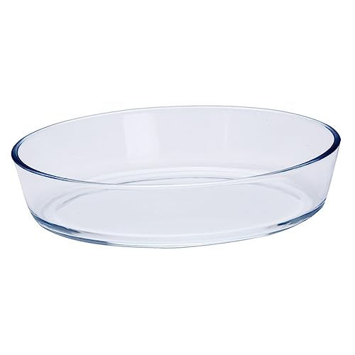 VINTORKY 1 Stück Glas Auflaufform Ofenbleche Kleines Servier Bräter Pizzablech Backgeschirr Ofenzubehör Hitzebeständiges Backblech Glas Pizzateller Ovale Backform Lebensmittel von VINTORKY