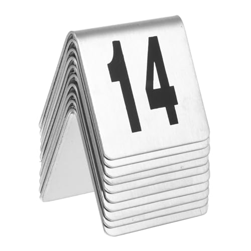 VINTORKY 10 Stück Teiliges Edelstahl Tisch Nummernschild mit Roten Zahlen Praktische Restaurant Tischnummern für Hochzeit Party und Bankett Robuste Desktop Tischschilder zur Schnellen von VINTORKY