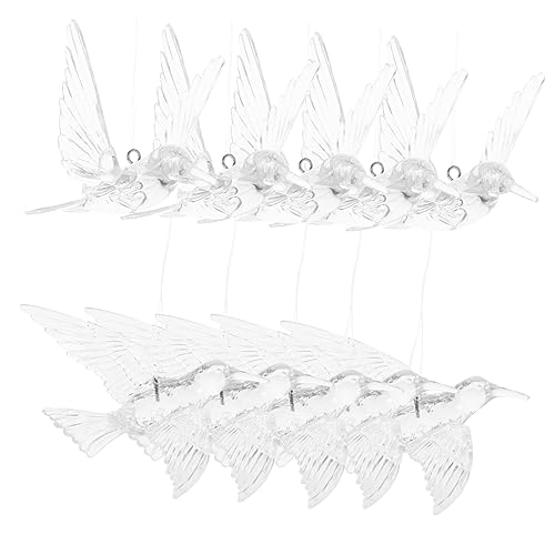 VINTORKY 10 Stück Transparente Vogel Kristall Kolibri Ornamente Zum Selbermachen Zum Aufhängen An Der Decke Für Kunsthandwerk Vogel Ornamente Für Weihnachtsbaumschmuck Hochzeitsdeko von VINTORKY