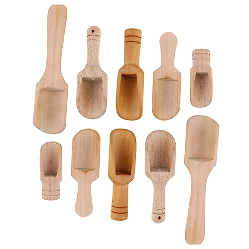 VINTORKY 10Stücke Holzlöffel Kleiner Salzlöffel und Teelöffel aus Hochwertigem Holz für Gewürze Kaffeepulver Glatte Oberfläche Rutschfest Langlebig von VINTORKY