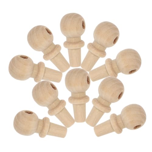 VINTORKY 10Stücke Unlackierte Holz Endstücke und Korkstopfen für DIY Projekte Langlebige Schubladenknöpfe und Möbelgriffe für Kreative Bastelarbeiten von VINTORKY