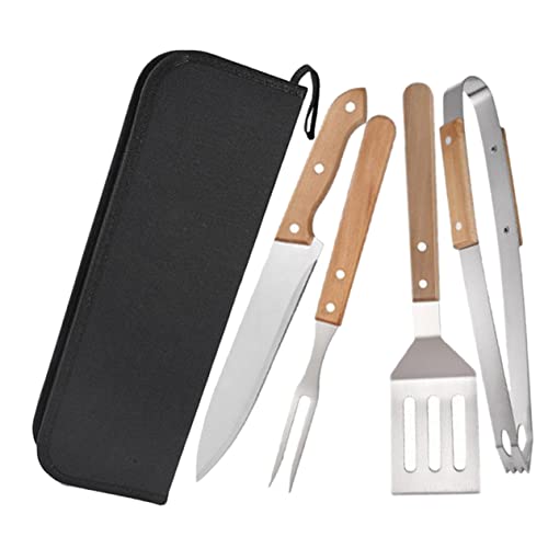 VINTORKY 1Satz Grillwerkzeug Teilig BBQ Zubehör Mit Grillgabel Spachtel Cutter Und Tragbar Für Grillen Camping Und Picknick Rostfrei Und Langlebig von VINTORKY
