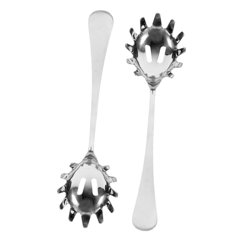 VINTORKY 2 Stück Edelstahl Nudellöffel Spaghettilöffel mit Praktischem Suppenlöffel Ergonomischer Griff Langlebig und Leicht zu Reinigen zum Servieren von Pasta Eiern und Nudelgerichten von VINTORKY