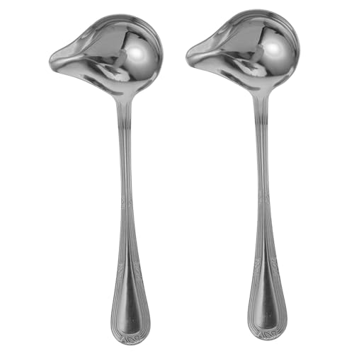 VINTORKY 2 Stück Edelstahl Soßenlöffel mit Innovativem Entenmund Design Fetttrennender Schöpflöffel für Suppen und Soßen Ergonomisch Langlebig für Heimküche und Restaurantgebrauch von VINTORKY
