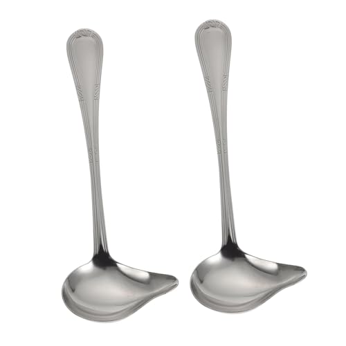 VINTORKY 2 Stück Entenschnabellöffel rostfrei Servierlöffel groß Utensilien Suppenlöffel geformt küchenmaschiene kochgeschirr küchenhelfee Cafébedarf praktische Löffel Hot-Pot-Löffel Silver von VINTORKY