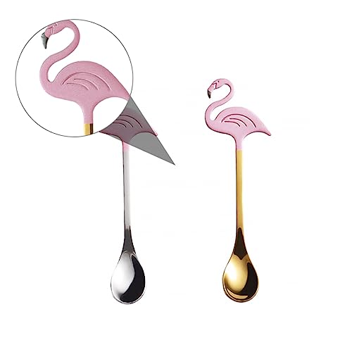 VINTORKY Kaffeelöffel Im Eleganten Flamingo-design 2 Stück Stabiler Edelstahl 304 Ohne Griffe Für Desserts Kaffee Und Tee von VINTORKY