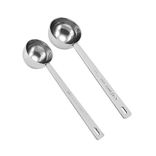 VINTORKY 2 Stück Messlöffel für Kaffee einzel Messung Scoop Kaffeepulver Messlöffel Trockenpulver Messlöffel Glatter Messlöffel Geschmackslöffel Kaffeepulverschaufel Rostfreier Stahl Silver von VINTORKY