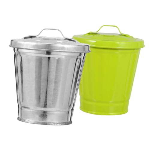 VINTORKY 2 Stück Metall Desktop Mülleimer mit Deckel Kompakter Papierkorb und Stiftehalter Praktischer Schreibtisch Organizer für Büro Zuhause und Studentenwohnheim Geruchsunterdrückend von VINTORKY