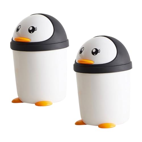 VINTORKY 2 Stück Papierkorb-Mülleimer Mülldose für Schlafzimmer Mülldose für das Amt Cartoon-Pinguin-Kunststoff-Mülleimer Kinderzimmer Müll können Mülleimer süß Auto -Müll kann pp von VINTORKY