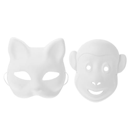 VINTORKY 2 Stück Teiliges DIY Papiermasken Weiß zum Bemalen Karneval Tiermasken Katze AFFE Leichte Sichere Pappmaché Masken für Cosplay Party und Kreative Bastelarbeiten VINTORKY 2 Stück Teiliges DIY Papiermasken Weiß zum Bemalen Karneval Tiermasken Katze AFFE Leichte Sichere Pappmaché Masken für Cosplay Party und Kreative Bastelarbeiten von VINTORKY