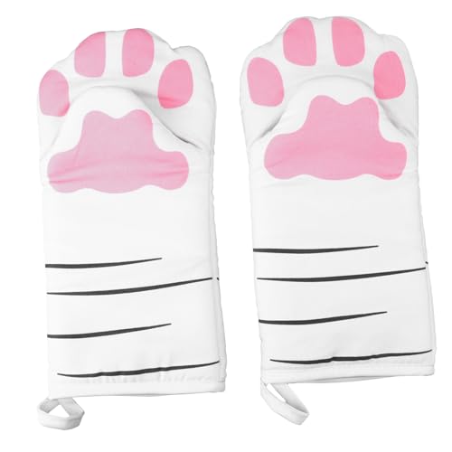 VINTORKY 2stücke Katzenpfoten Ofenhandschuhe Hitzebeständige Baumwollkochhandschuhe Für Backen Und Grillen Praktische Topflappen Für Küche Und Mikrowelle von VINTORKY