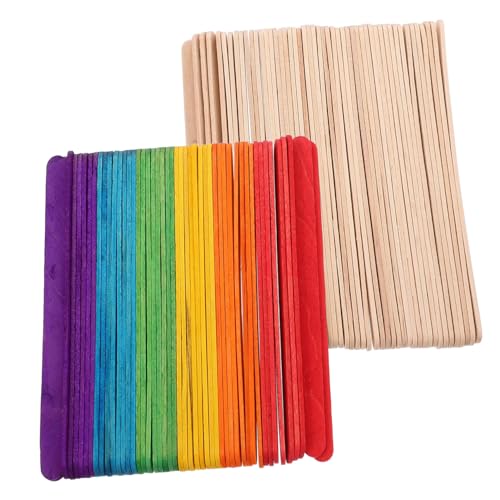 VINTORKY 200 Stück Bunte Holzstäbchen zum Basteln Extra Lange Eisstiele aus Robustem Holz Vielseitige DIY Bastelstäbe für Kreative Kunstprojekte Sicher und Bruchsicher für Familien von VINTORKY