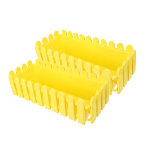 VINTORKY 2Stücke Set Rechteckige Blumenkästen mit Zaun Gelbe Pflanzboxen für Balkon und Garten Pflanzbehälter für Blumen und Gemüse VINTORKY 2Stücke Set Rechteckige Blumenkästen mit Zaun Gelbe Pflanzboxen für Balkon und Garten Pflanzbehälter für Blumen und Gemüse von VINTORKY