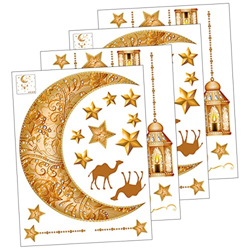 VINTORKY 2Sätze Eid Mubarak Wandaufkleber Ramadan Dekoration mit Mond und Sternen Selbstklebende Aufkleber für Fenster Türen und Tägliche Heimdekoration von VINTORKY