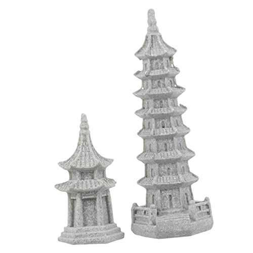 VINTORKY 2St Simulation Wen Chang Tower Pagode-Modell- Miniatur-Pagode Ornament innerspace Modelle Laterne Pavillon-Modell Dekoration Sandkasten Wenchang-Turm Pavillon aus Stein von VINTORKY