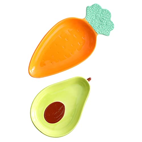 VINTORKY 2Stücke Kreative Keramikplatten Avocado und Design Dekorative Snack und Dessertteller für Zuhause Küche Partys und von VINTORKY