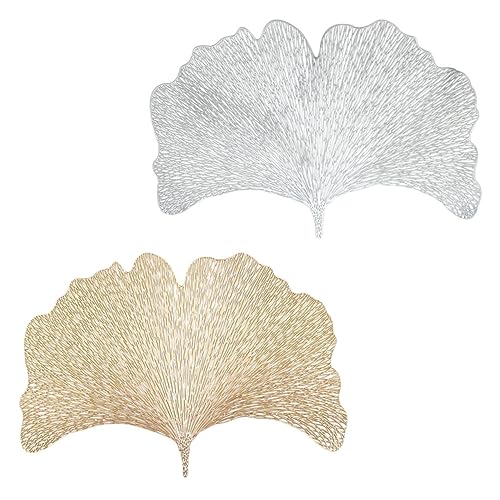 VINTORKY Luxus Ginkgo Blatt Muster Hitzebeständigen Tisch Läufer Set 2pcs PVC Für Home Restaurant von VINTORKY