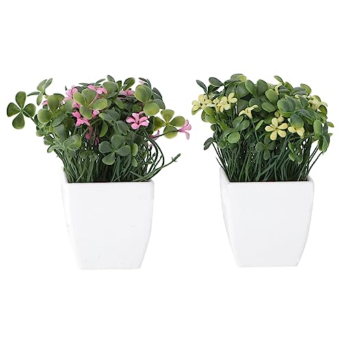 VINTORKY Blumentopf-Set 2-teilig Grüntopf Mit Künstlichem Blumenarrangement Für Zuhause Büro Hochzeit Party Schreibtisch-Dekoration von VINTORKY