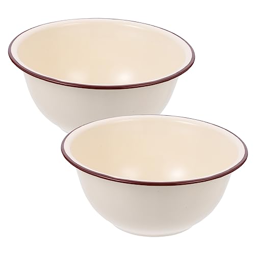 VINTORKY 2stücke Emaille-schüssel Für Küche Rührschüssel Aus Emaille Salatschüssel Mit Deckel Mischschüssel Aus Retro-design Für Kochen Und Servieren von VINTORKY