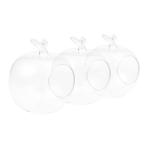 VINTORKY 3 Stück Teiliges Apfelförmige Hydroponische Glasvasen Transparent Pflanzgefäß Tischdekoration für Mikro Landschaften und Wohnkultur von VINTORKY