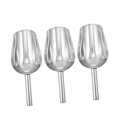 VINTORKY 3 Stück Teiliges Edelstahl Eisportionierer mit Ergonomischem Griff Rostfrei Vielseitig für Eiswürfel Mehl Bohnen und Süßigkeiten Bruchsicher und Komfortabel für Küche und Buffet von VINTORKY