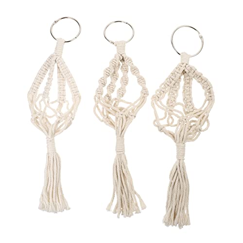 VINTORKY 3Stücke Mini Makramee Pflanzenhänger Woven Aufhänger für Innen und Außendekor Baumwollseil Dekorative Blumenampel für Zimmerpflanzen Weiß VINTORKY 3Stücke Mini Makramee Pflanzenhänger Woven Aufhänger für Innen und Außendekor Baumwollseil Dekorative Blumenampel für Zimmerpflanzen Weiß von VINTORKY